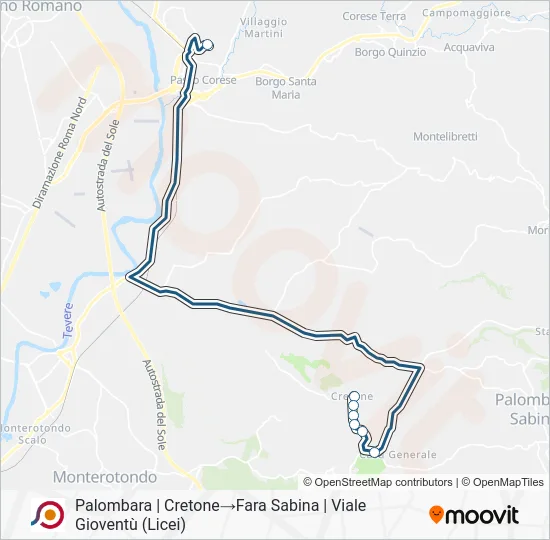 Percorso linea bus COTRAL