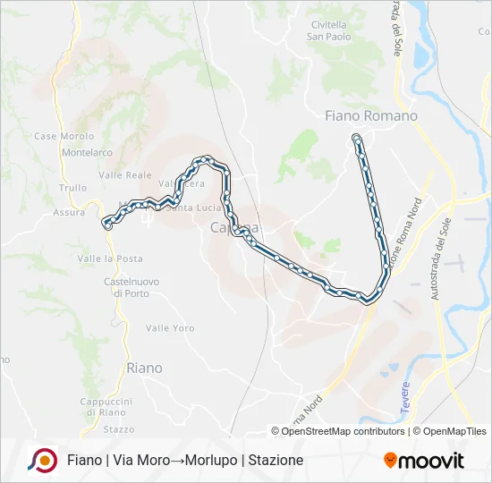 Percorso linea bus COTRAL