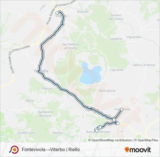 Percorso linea bus COTRAL