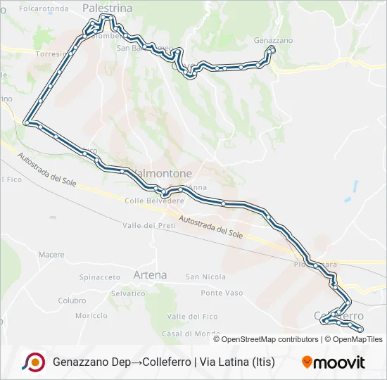 Percorso linea bus COTRAL