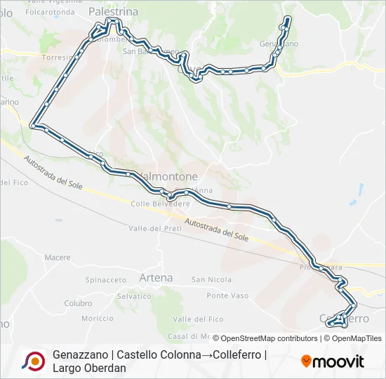 Percorso linea bus COTRAL