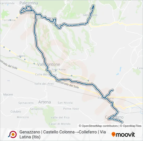 Percorso linea bus COTRAL