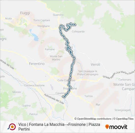 Percorso linea bus COTRAL