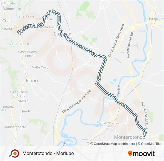 Percorso linea bus COTRAL