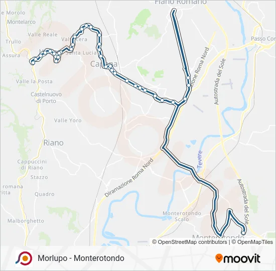Percorso linea bus COTRAL