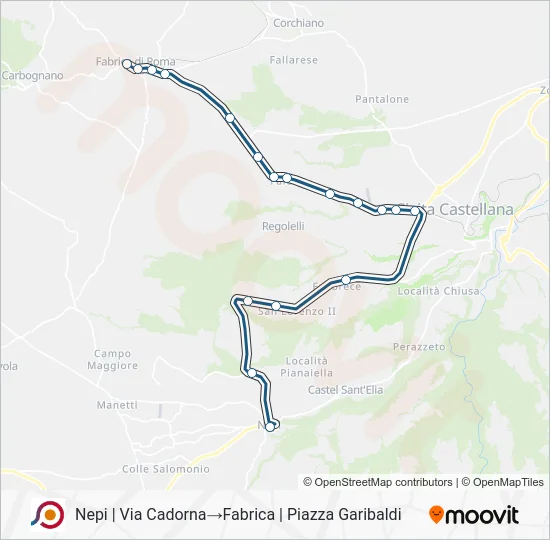 Percorso linea bus COTRAL
