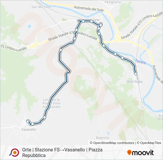 Percorso linea bus COTRAL