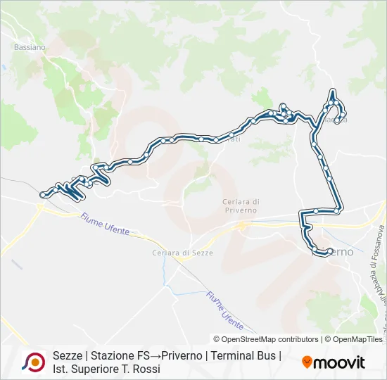 Percorso linea bus COTRAL