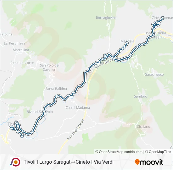 Percorso linea bus COTRAL