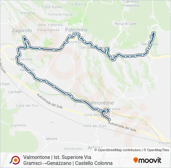 Percorso linea bus COTRAL