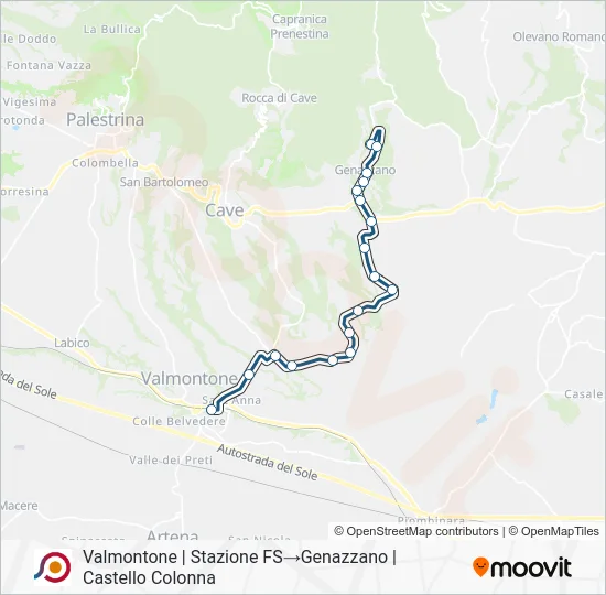 Percorso linea bus COTRAL