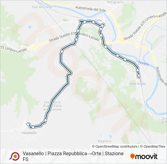 Percorso linea bus COTRAL
