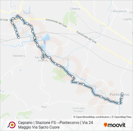 Percorso linea bus COTRAL
