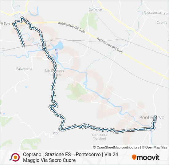 Percorso linea bus COTRAL