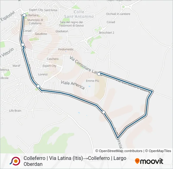 Percorso linea bus COTRAL