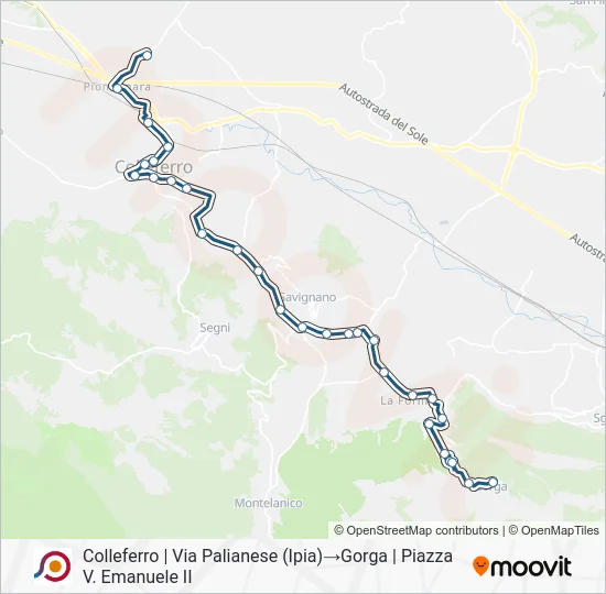Percorso linea bus COTRAL