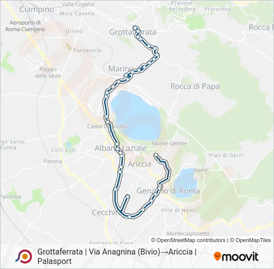 Percorso linea bus COTRAL