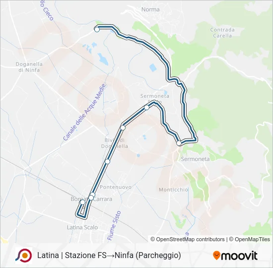 Percorso linea bus COTRAL