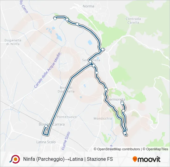 Percorso linea bus COTRAL