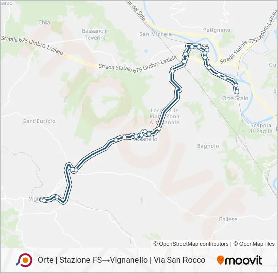 Percorso linea bus COTRAL