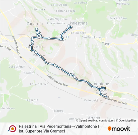 Percorso linea bus COTRAL