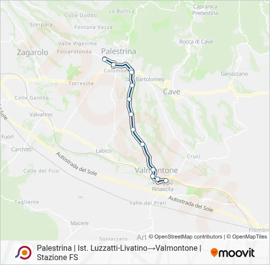 Percorso linea bus COTRAL