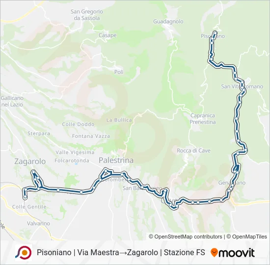Percorso linea bus COTRAL