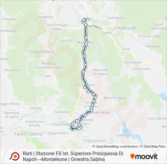 Percorso linea bus COTRAL