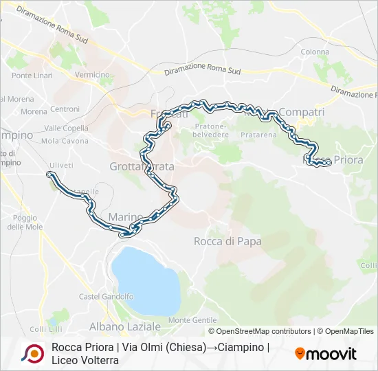 Percorso linea bus COTRAL