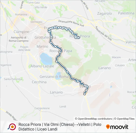 Percorso linea bus COTRAL