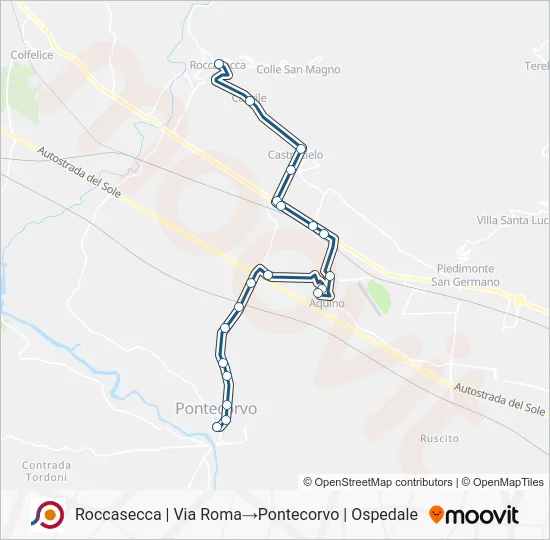 Percorso linea bus COTRAL