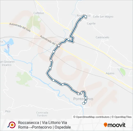 Percorso linea bus COTRAL