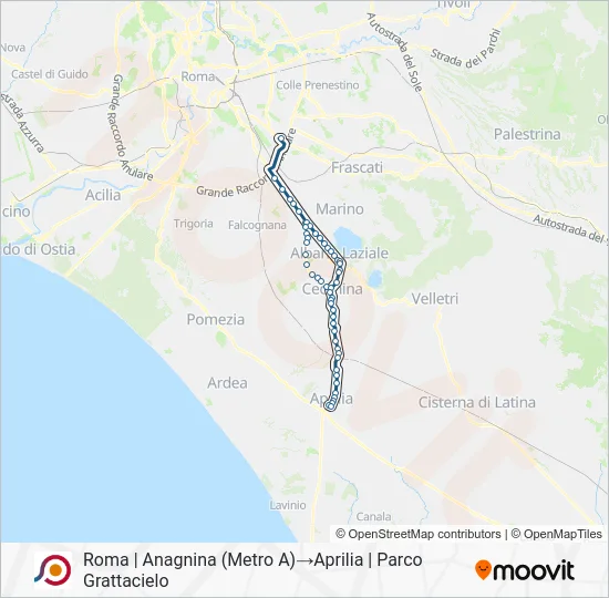Percorso linea bus COTRAL