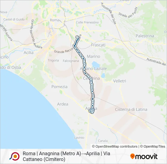Percorso linea bus COTRAL