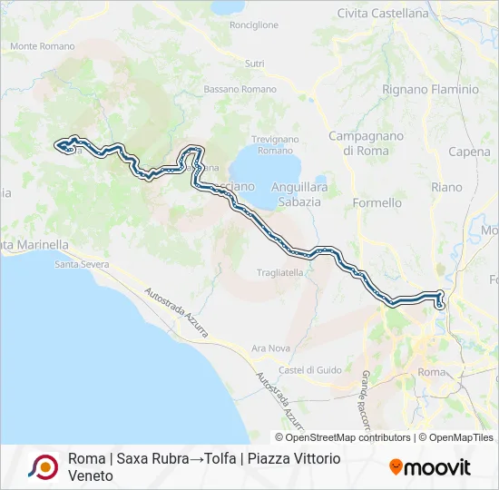 Percorso linea bus COTRAL