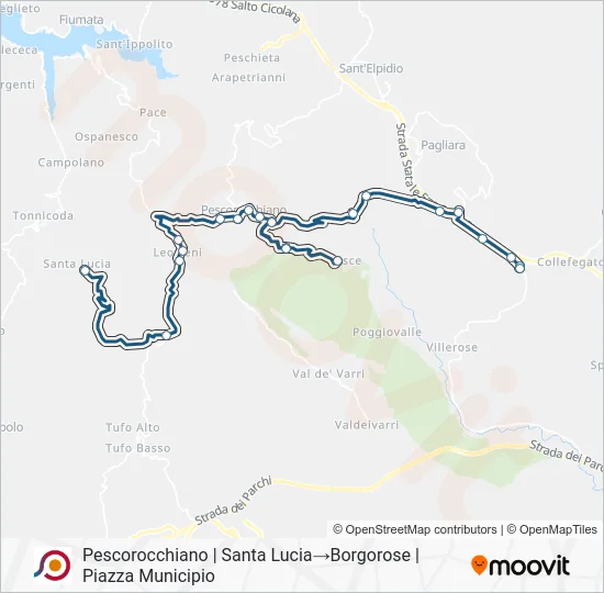 Percorso linea bus COTRAL