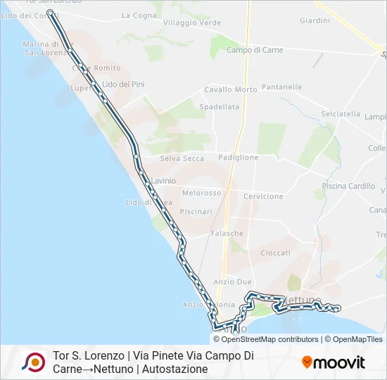 Percorso linea bus COTRAL