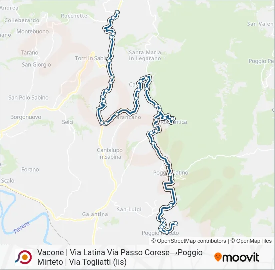 Percorso linea bus COTRAL