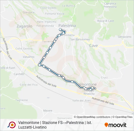 Percorso linea bus COTRAL