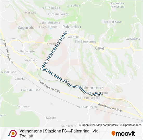 Percorso linea bus COTRAL