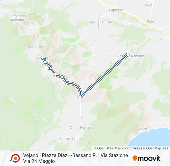 Percorso linea bus COTRAL