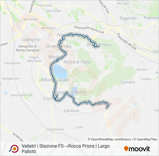 Percorso linea bus COTRAL