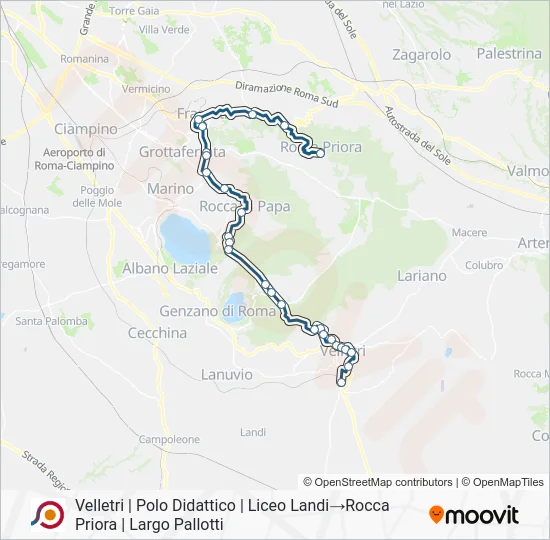 Percorso linea bus COTRAL