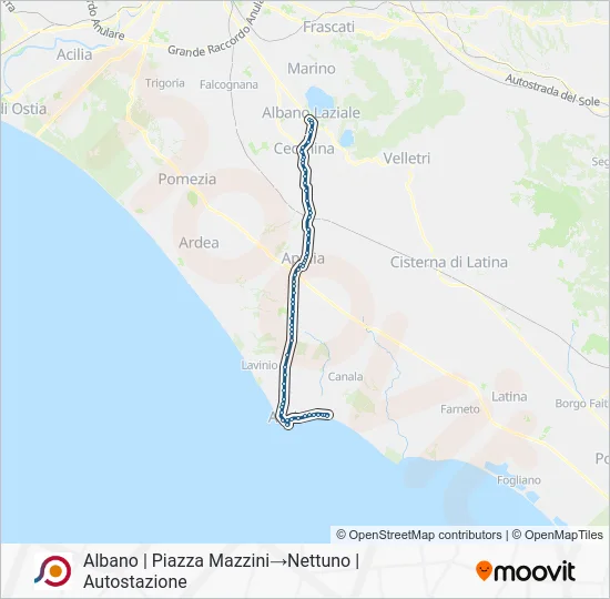 Percorso linea bus COTRAL