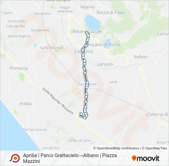 Percorso linea bus COTRAL