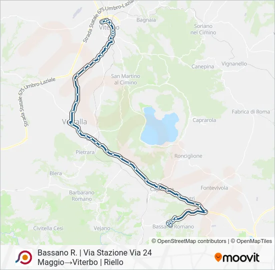 Percorso linea bus COTRAL