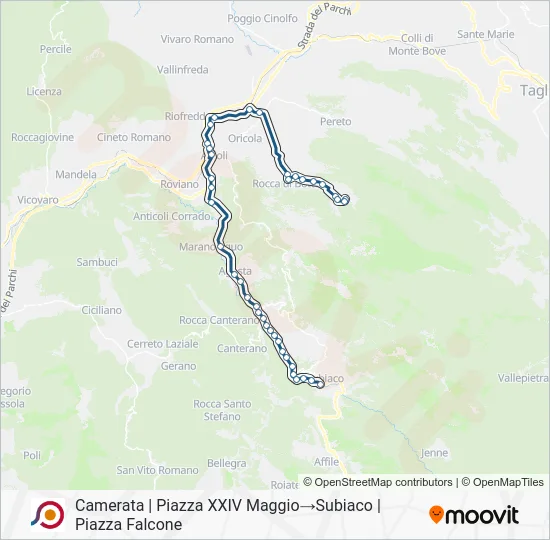 Percorso linea bus COTRAL