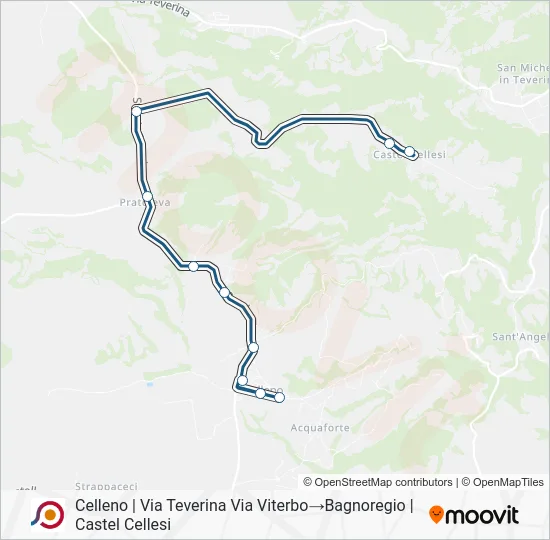 Percorso linea bus COTRAL