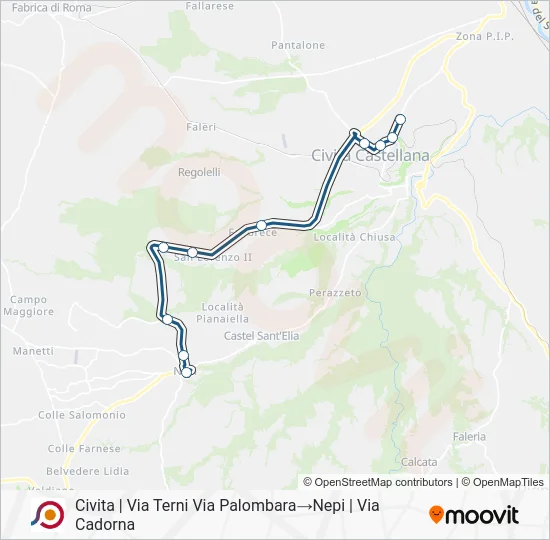 Percorso linea bus COTRAL