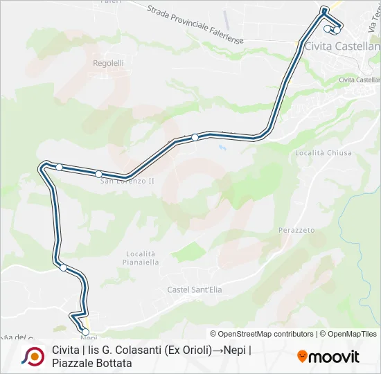 Percorso linea bus COTRAL